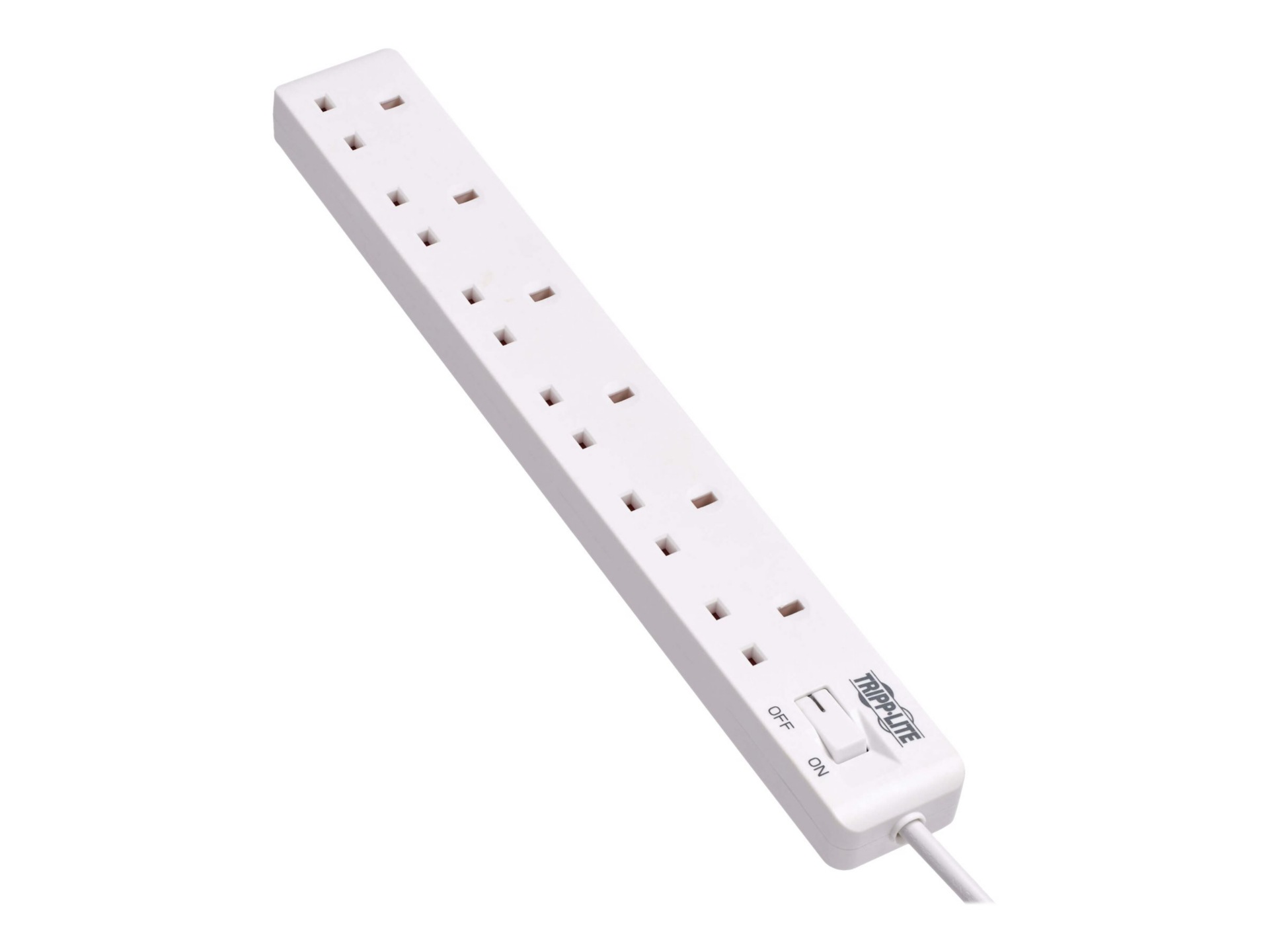Tripp Lite 6-Outlet Power Strip - British BS1363A Outlets, 220-250V AC, 13A, 1.8 m Cord, BS1363A Plug, White - power