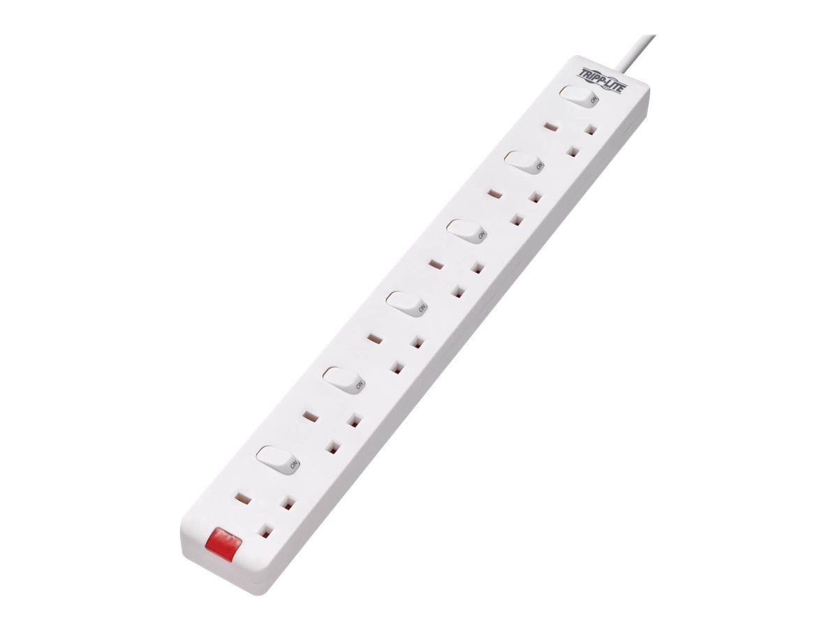 Tripp Lite 6-Outlet Power Strip - British BS1363A Outlets, Individually Switched, 220-250V, 13A, 3 m Cord, White - power