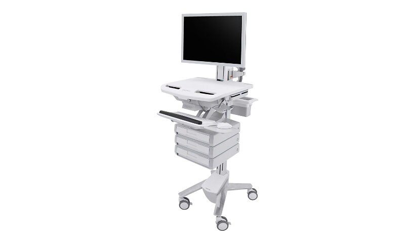 Ergotron StyleAfficher le panier with HD Pivot, 3 Drawers (1x3) cart - open architecture - for LCD display / keyboard / mouse /