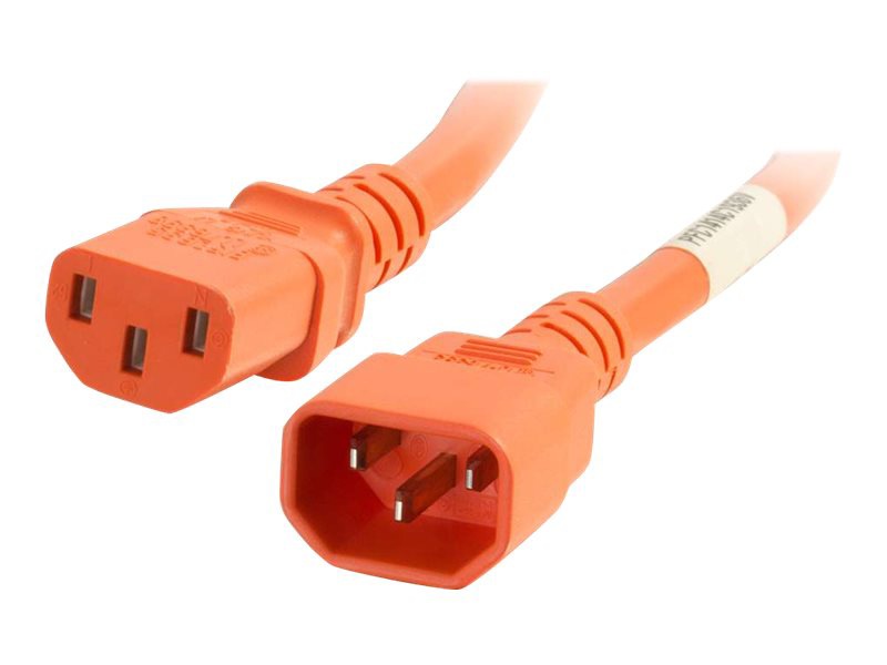 C2G 2ft 14AWG Power Cord (IEC320C14 to IEC320C13) - Orange - power cable - IEC 60320 C14 to power IEC 60320 C13 - TAA