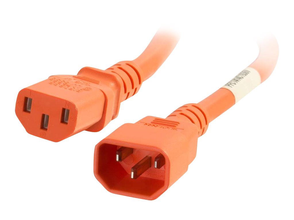C2G 3ft 14AWG Power Cord (IEC320C14 to IEC320C13) - Orange - power cable -