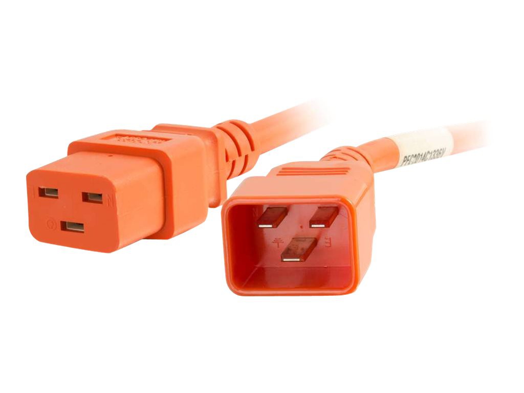 C2G 1ft 12AWG Power Cord (IEC320C20 to IEC320C19) - Orange - power cable -