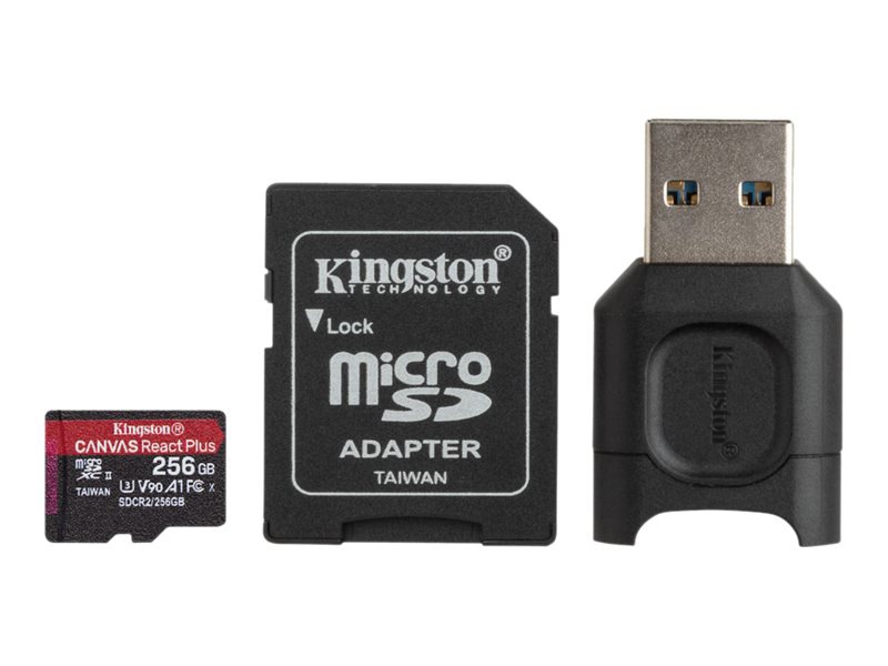 Kingston Canvas React Plus Flash Memory Card 256 Gb Microsdxc Uhs Ii Mlpmr2 256gb Memory Cards Cdw Com