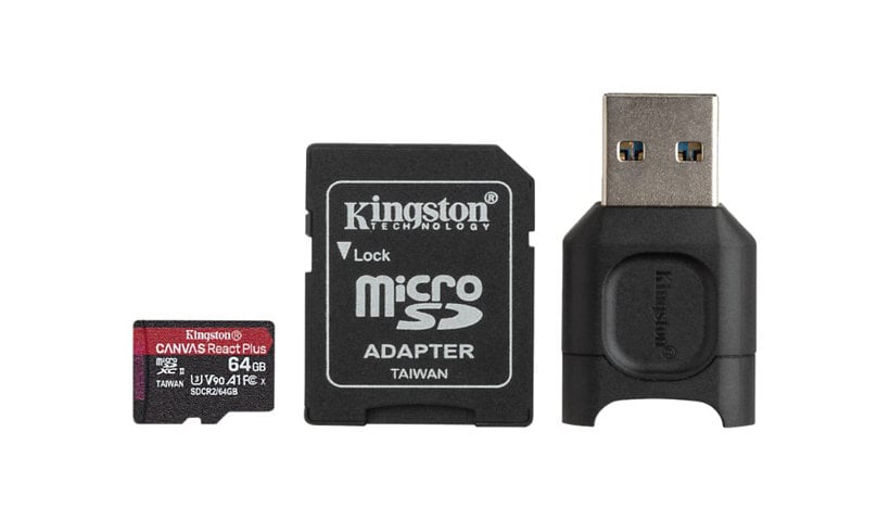 Kingston Canvas React Plus - flash memory card - 64 GB - microSDXC UHS-II