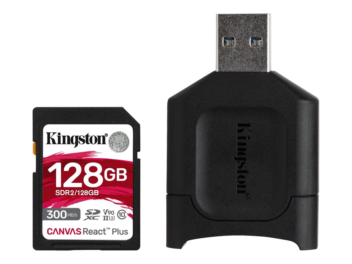 Kingston Canvas React Plus - flash memory card - 128 GB - SDXC UHS-II