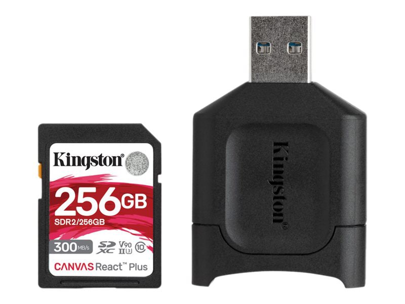 Kingston Canvas React Plus - flash memory card - 256 GB - SDXC UHS-II