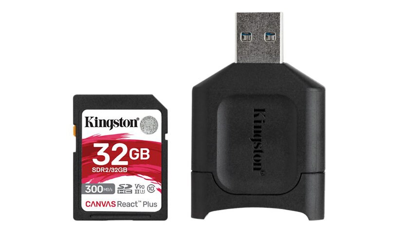 Kingston Canvas React Plus - flash memory card - 32 GB - SDHC UHS-II