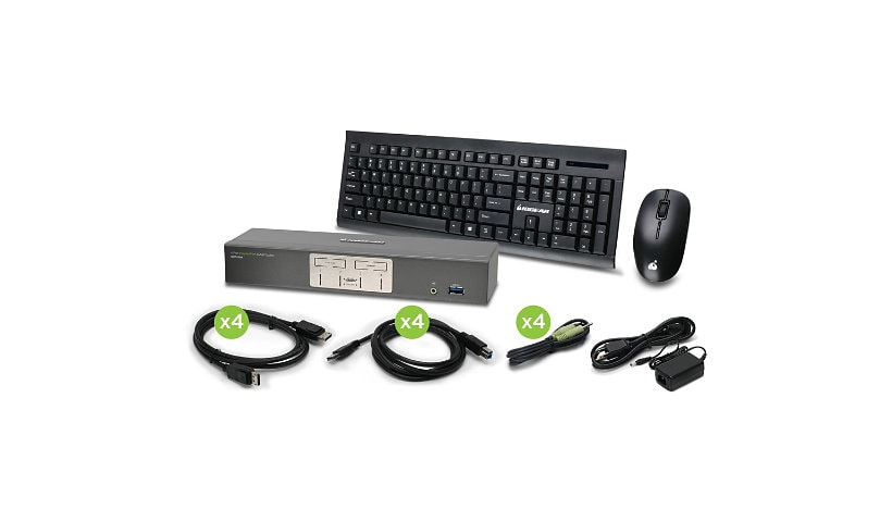 IOGEAR 4-Port 4K UHD DisplayPort KVMP with Keyboard and Mouse