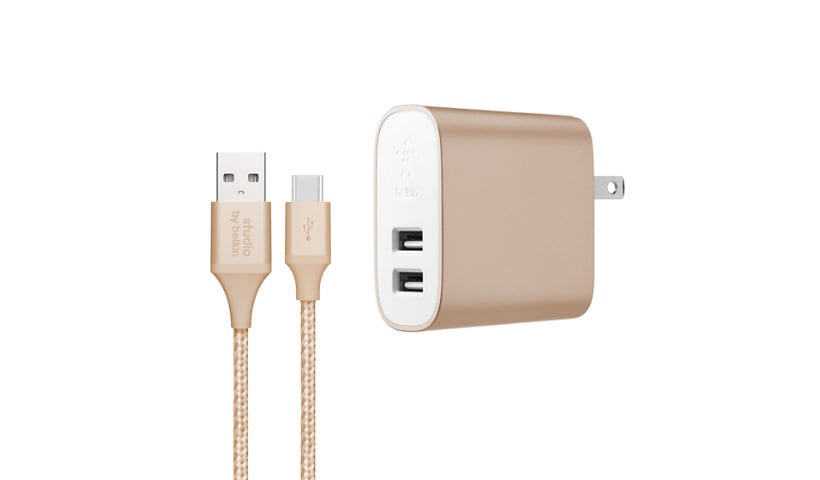 Belkin Studio F8J229 Home Charger + Cable 2-Port USB Charger - Gold