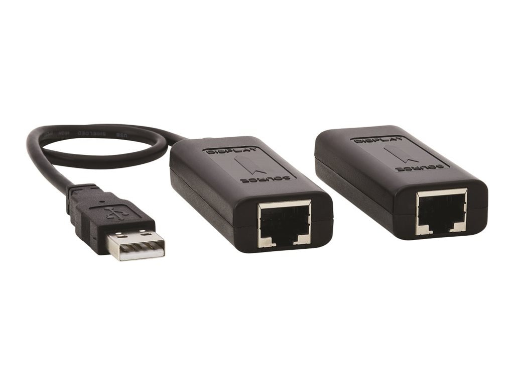 Tripp Lite USB over Cat5/Cat6 Extender Kit 1-Port with Power over Cable - USB 2.0, Up to 164 ft. (50 m), Black - USB