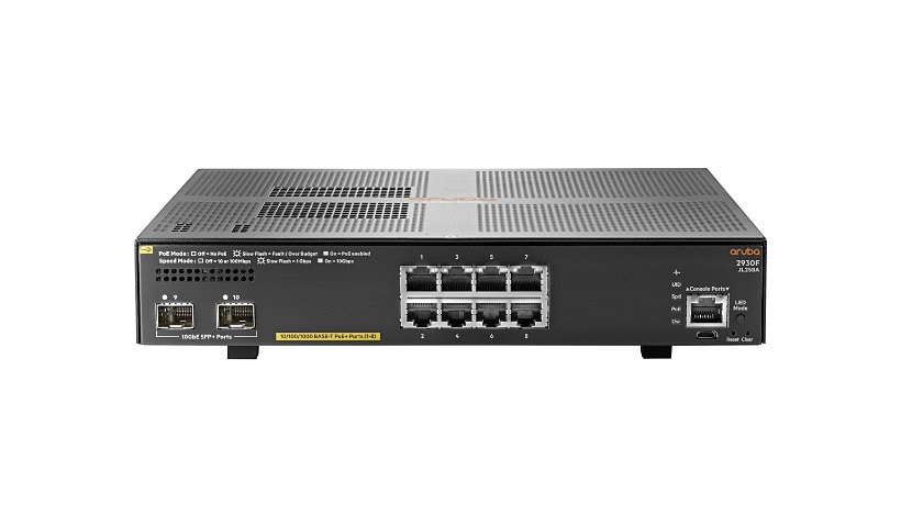 HPE Aruba 2930F 8G PoE+ 2SFP+ - Central Managed - switch - 8 ports - manage