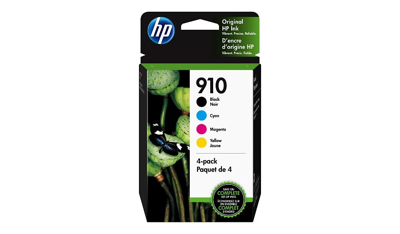 HP 910 Combo Pack - 4-Pack - Black, Yellow, Cyan, Magenta - Ink