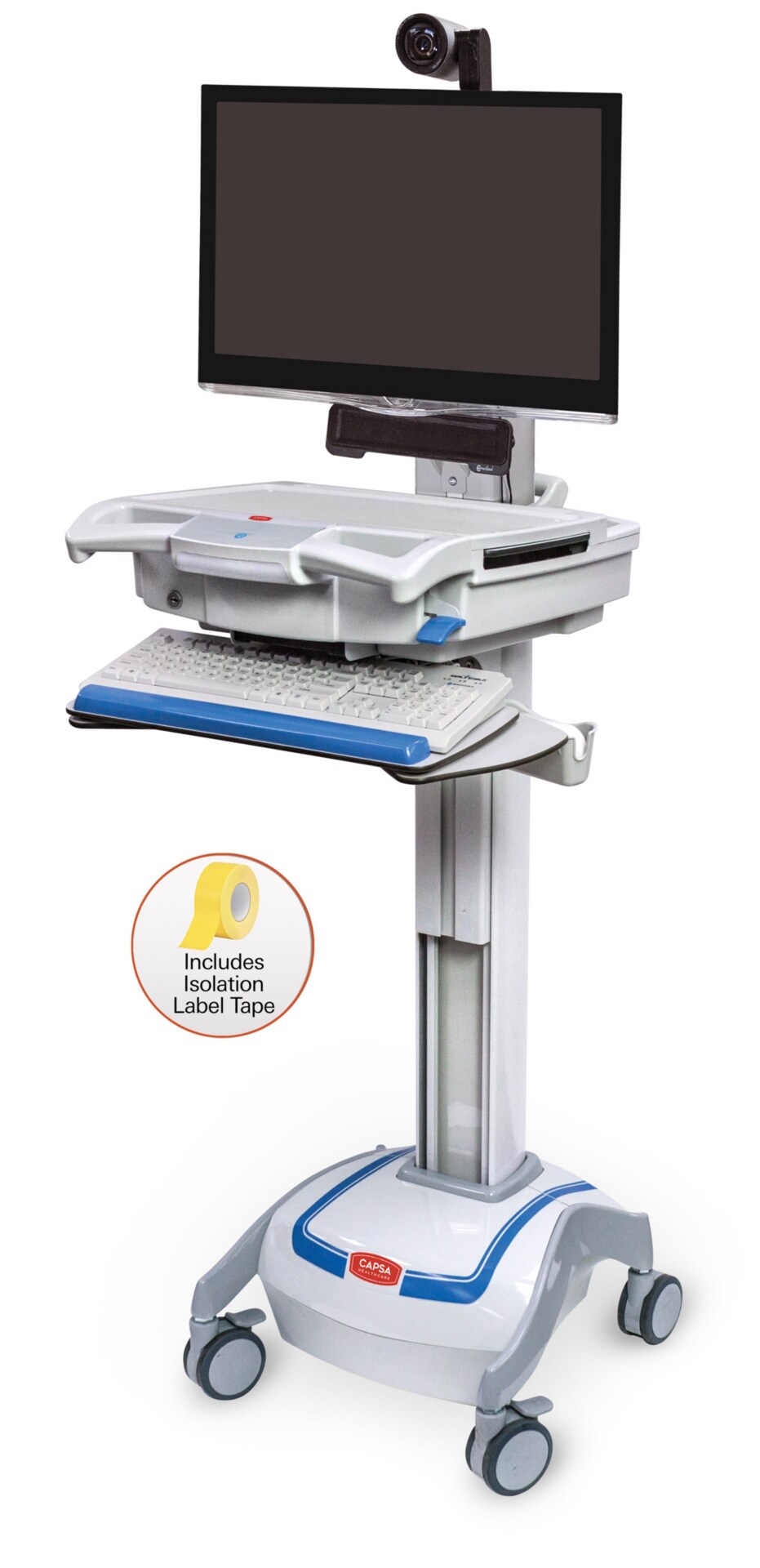 Capsa Healthcare M38e Mobile Telepresence Cart - cart - for LCD display / keyboard / mouse / CPU / camera