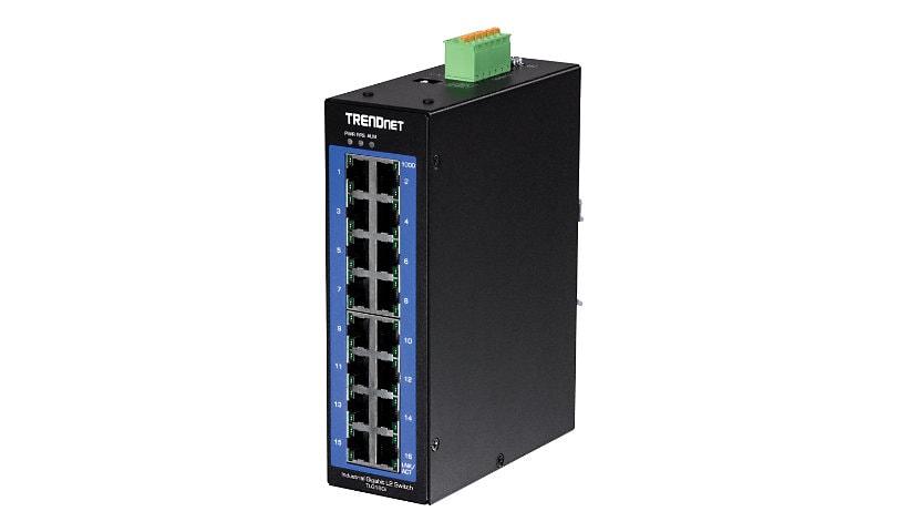 TRENDnet 16-Port Industrial Gigabit L2 Managed DIN-Rail Switch, Layer 2 Switch, 16 x Gigabit Ports, 32Gbps Switching