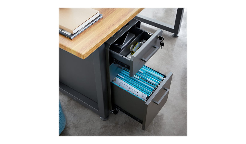 VARI Slim File Cabinet - vertical filing cabinet - 3 drawers - slate