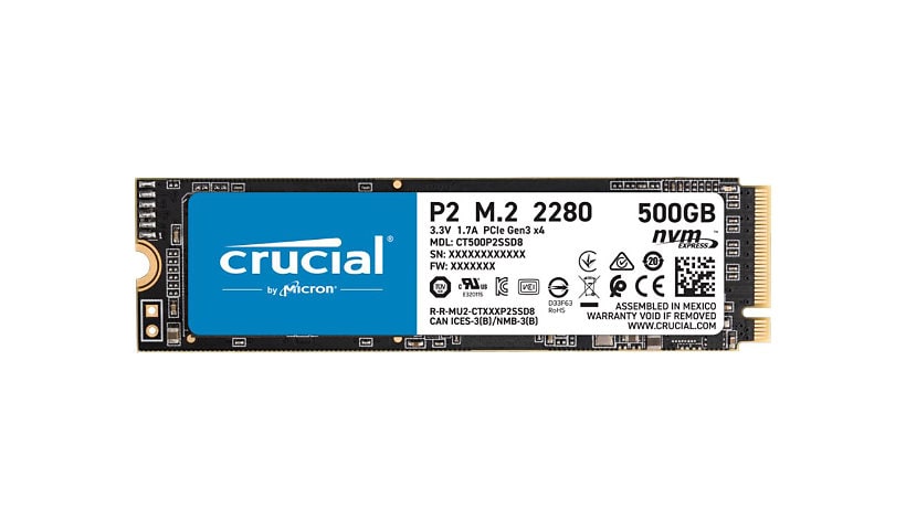Crucial P2 - solid state drive - 500 GB - PCI Express 3.0 x4 (NVMe)