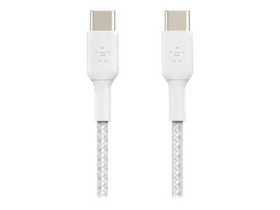 Belkin 60W USB-C to USB-C Cable - 480 Mbps - Nylon, Braided - M/M - 3.3ft/1m - White