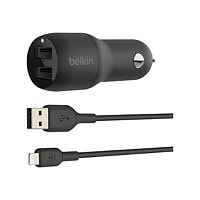 Belkin BOOST CHARGE™ Dual USB-A Car Charger 24W + USB-A to Lightning Cable