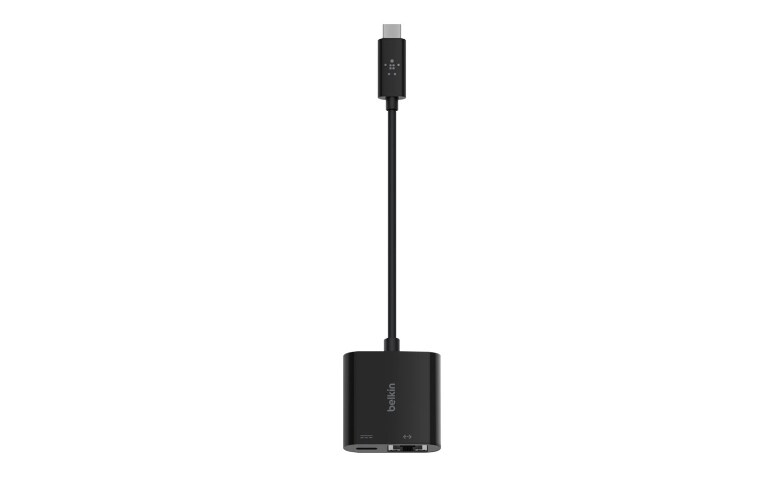 Belkin Ethernet and charge adapter - USB-C - Gigabit Ethernet x 1 + USB-C ( power only) x 1 - INC001BK-BL - Adapters - CDW.com