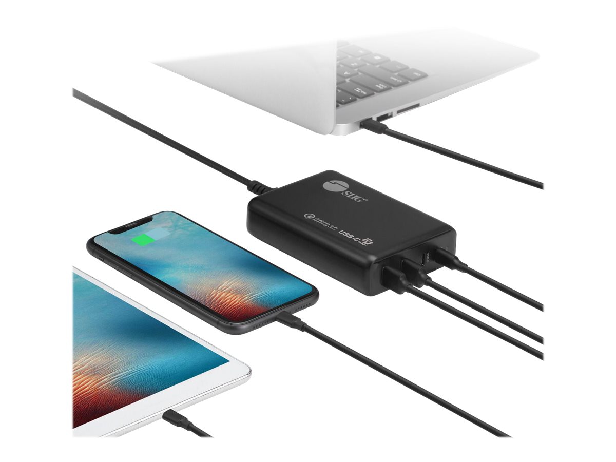 Siig 100w Dual Usb C Pd 3 0 Pps Qc 3 0 Combo Power Charger Power Adapter Ac Pw1n11 S1 Laptop Accessories Cdw Com