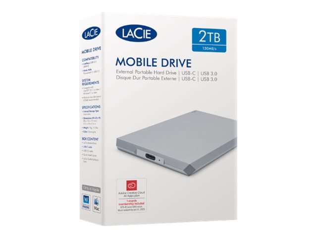 LaCie Mobile Drive STHG2000402 - hard drive - 2 TB - USB 3.1 Gen 2