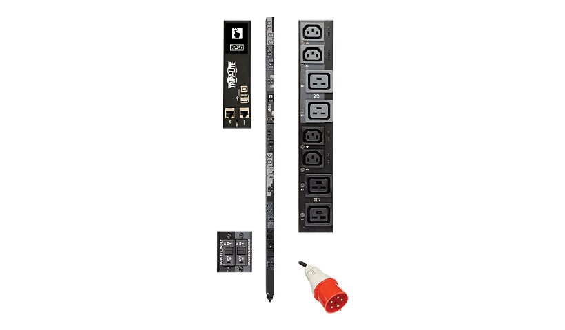 Tripp Lite 22.2kW 3-Phase Switched PDU - 12 C13 & 12 C19 Outlets, IEC 309 32A Red, 0U, Outlet Monitoring, TAA - power
