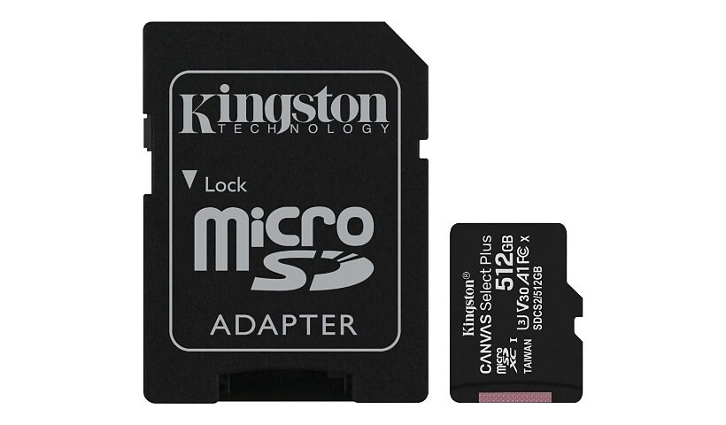 Kingston Canvas Select Plus - carte mémoire flash - 512 Go - microSDXC UHS-I