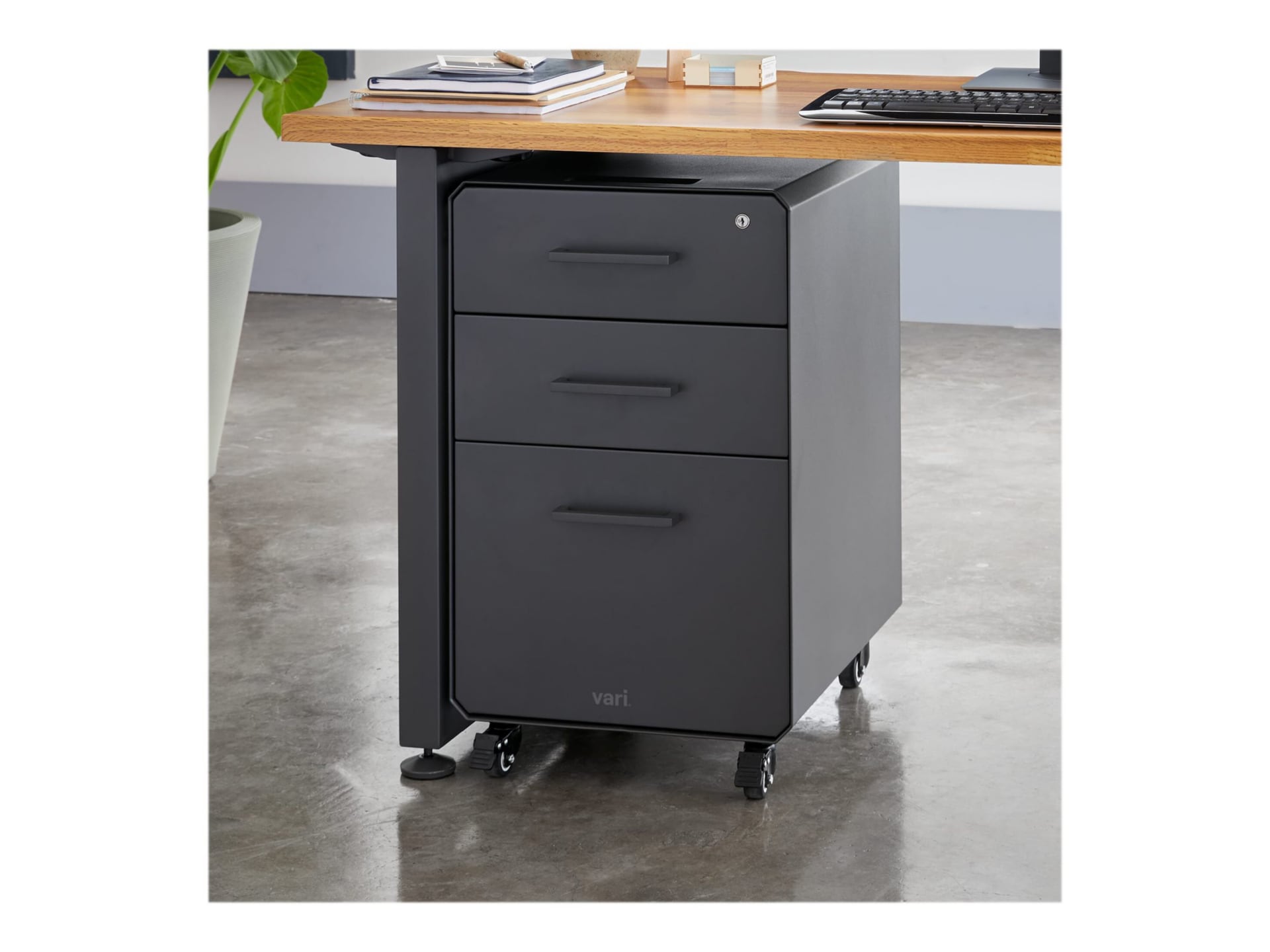 Vari Vertical Filing Cabinet 3 Drawers Slate Office Supplies Cdw Com