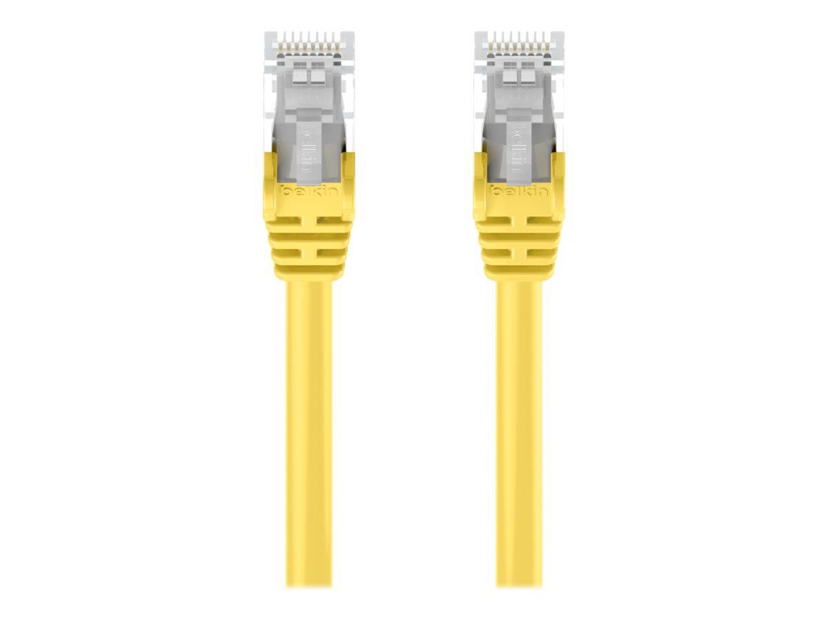 Belkin Cat6 12ft Yellow Ethernet Patch Cable, UTP, 24 AWG, Snagless, Molded, RJ45, M/M, 12'
