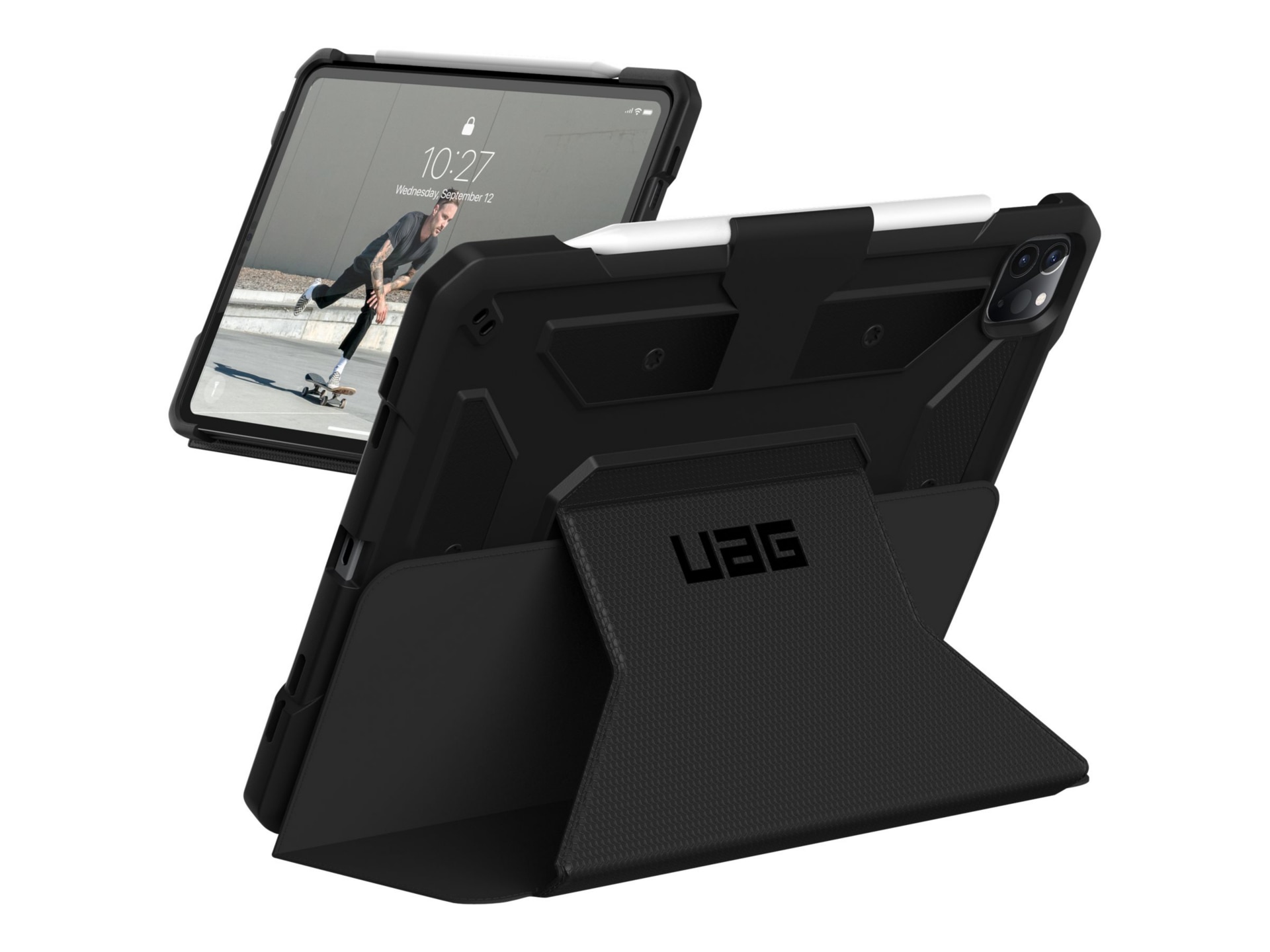 UAG Rugged Case for iPad Pro 12.9 (4th Gen, 2020) - Metropolis Black - flip