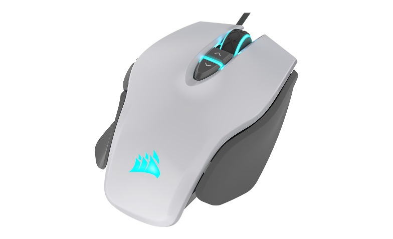 Corsair m65 elite rgb optique fps souris gaming (18 000 dpi optique  capteur, rétroéclairage rgb led, système d'ajustement du poids) - blanche  CH-9309111-EU - Conforama