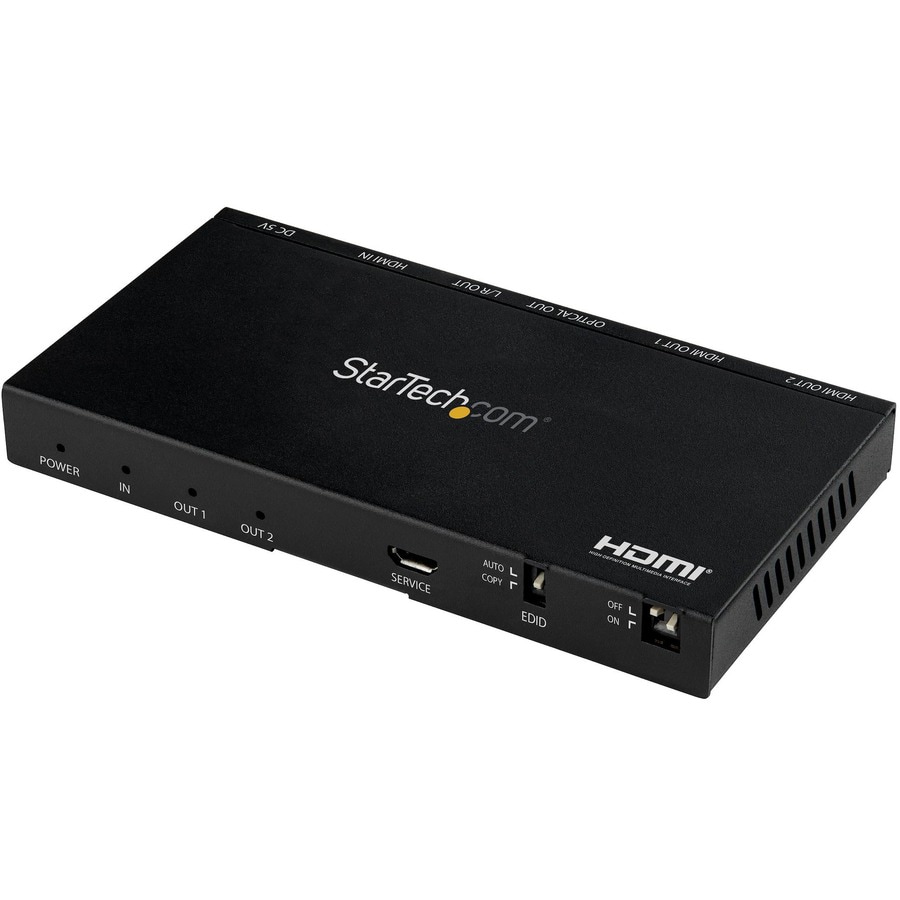 4-Port HDMI Splitter, 4K 60Hz HDMI 2.0 Video, 4K HDMI Splitter w/ Built-in  Scaler, HDMI Splitter 1 In 4 Out, 3.5mm/Optical Audio Port, HDMI