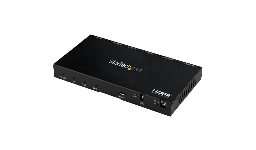 StarTech.com 2-Port HDMI Splitter (1x2) - 4K 60Hz HDMI 2.0 Splitter w/ Scaler/Audio Extractor - EDID