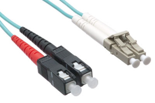 Axiom LC-SC Multimode Duplex OM4 50/125 Fiber Optic Cable - 5m - Aqua - network cable - 5 m