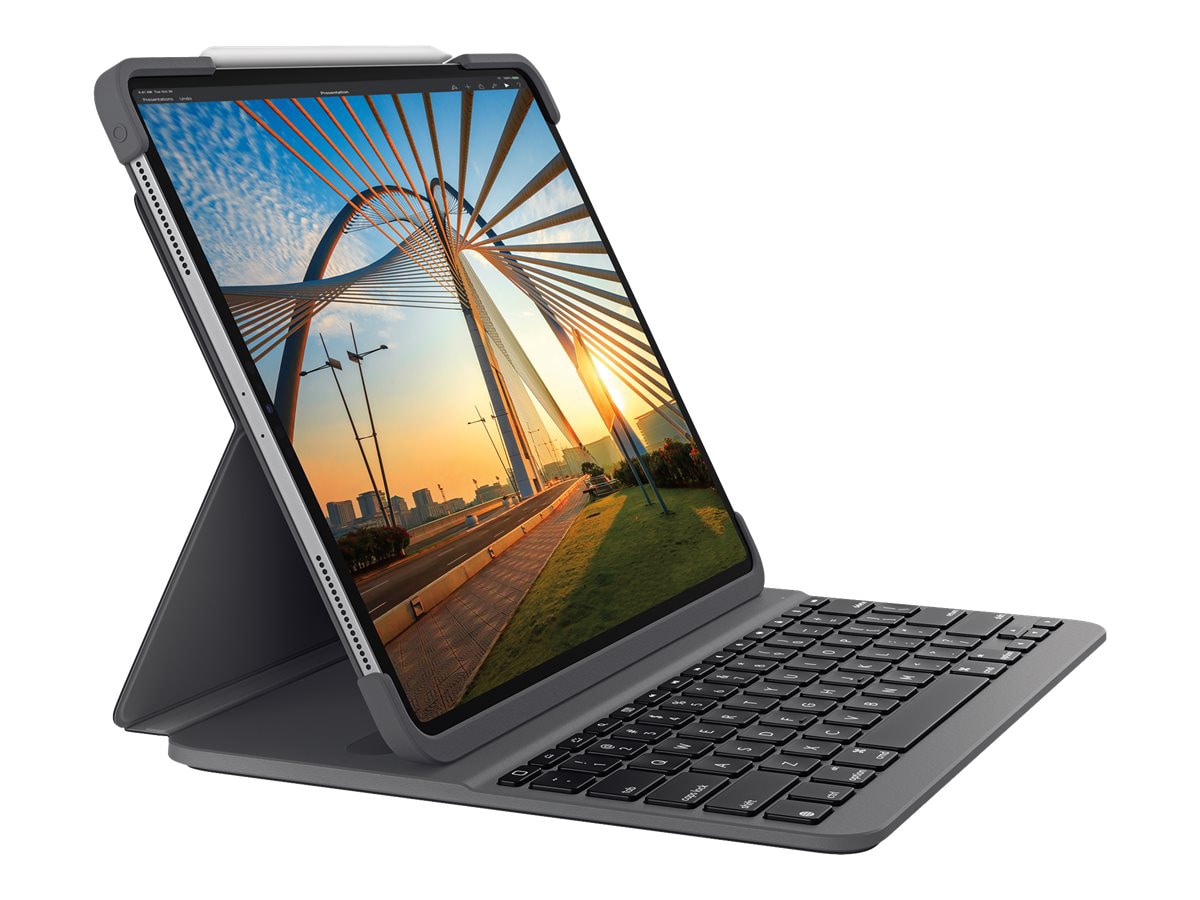 Logitech Slim Folio Pro Keyboard Case for iPad Pro 12.9-inch (3rd and 4th gen) - keyboard and folio case - graphite