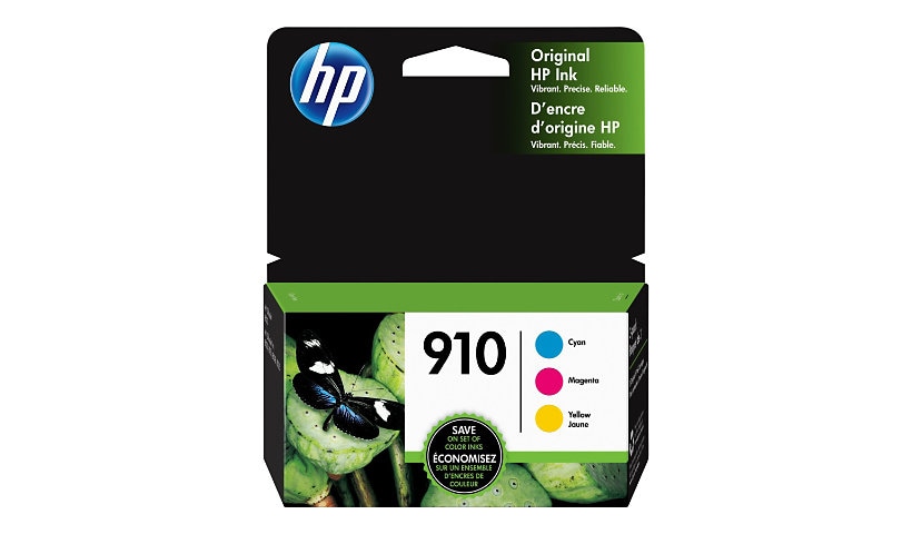 HP 910 Original Standard Yield Inkjet Ink Cartridge - Cyan, Magenta, Yellow - 1 Each