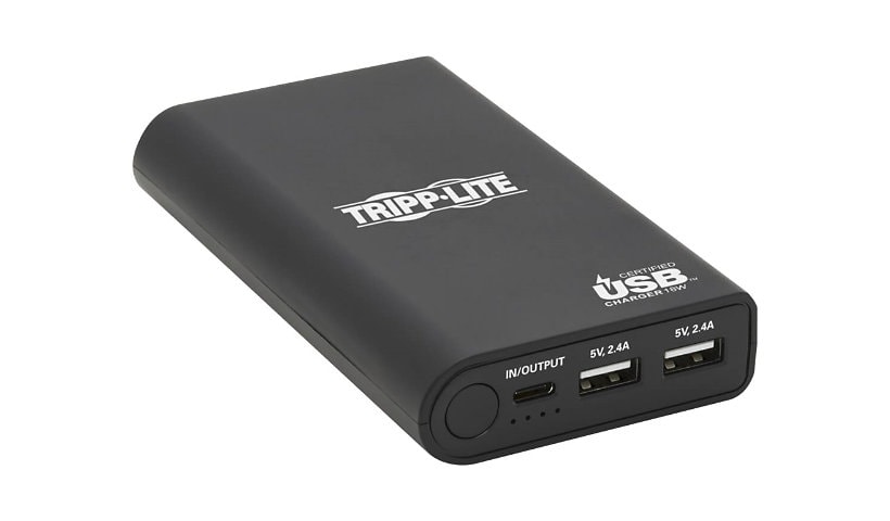 Tripp Lite Portable Charger - 2x USB-A, USB-C with PD Charging, 10,050mAh Power Bank, Lithium-Ion, USB-IF, Black power