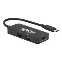 Tripp Lite USB C Multiport Adapter - HDMI 4K @ 60 Hz, 4:4:4, HDR, USB-A, USB-C PD 3,0 Charging (100W), Black - video /