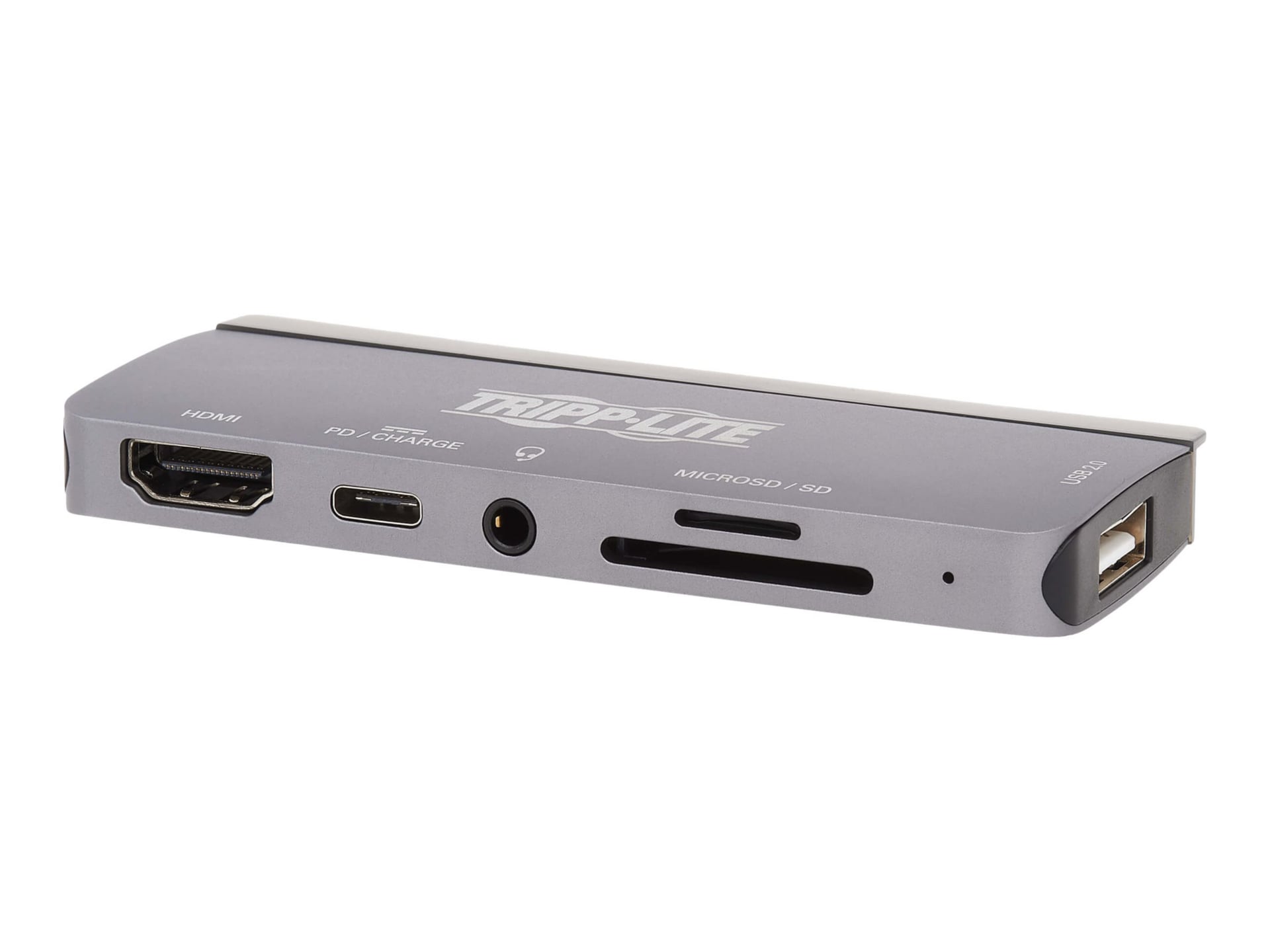 Tripp Lite USB C Docking Station HDMI USB-A SD/Micro SD PD Charging Gray