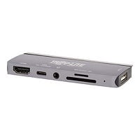 Tripp Lite USB C Docking Station HDMI USB-A SD/Micro SD PD Charging Gray