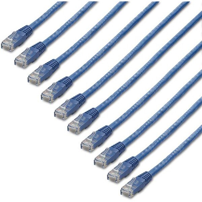 StarTech.com 6 ft. CAT6 Ethernet cable - 10 Pack - ETL Verified - Blue CAT6 Patch Cord - Molded RJ45 Connectors - 24 AWG