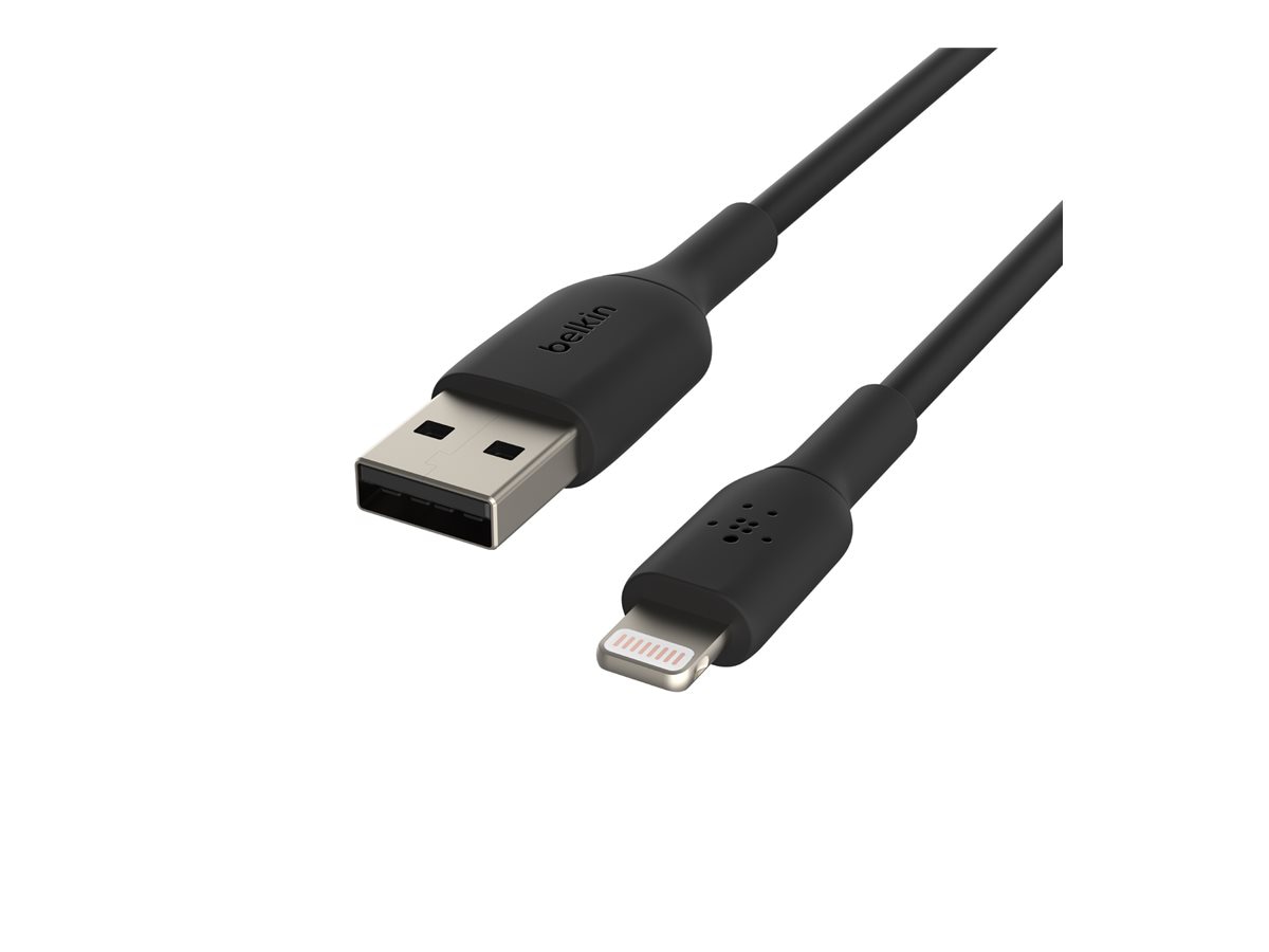 Belkin 12W USB-A to Lightning Cable - 480 Mbps - PVC - M/M - 6.6ft/2m - Black