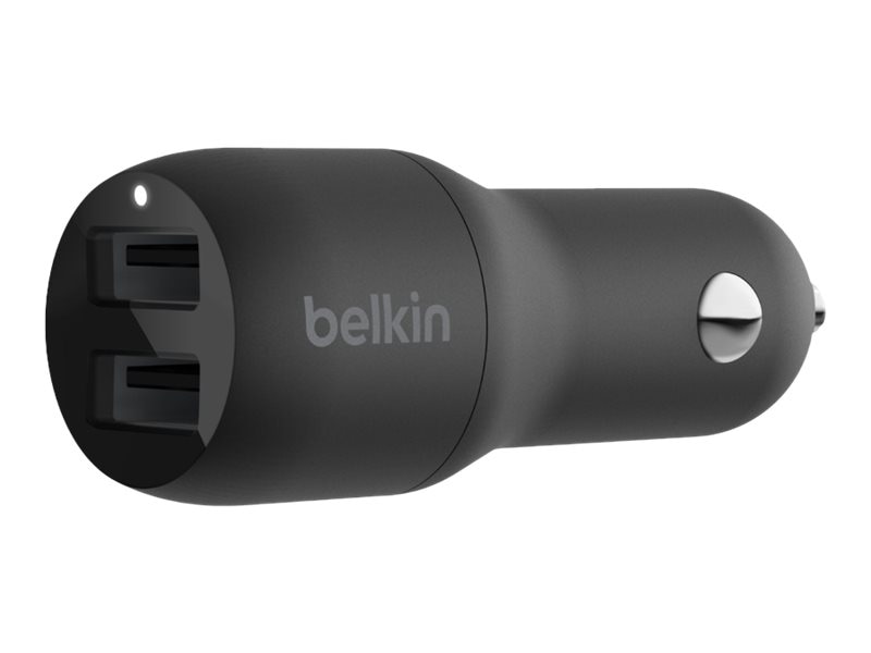 Belkin Dual USB-A Car Charger 24W (Cable not included) - Black