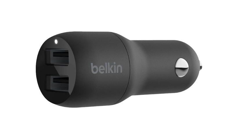 Belkin 24W Dual-Port USB-A Car Charger - 2xUSB-A (12W) - Power Adapter - Black