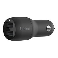 Belkin 24W Dual-Port USB-A Car Charger - 2xUSB-A (12W) - Power Adapter - Black