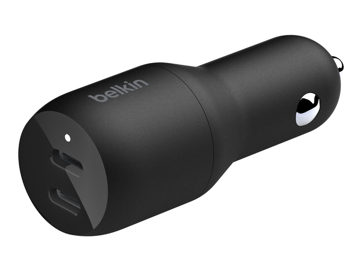 Belkin 36W Dual-Port USB-C Car Charger - 2xUSB-C (18W) - Fast Charging - Power Adapter - Black