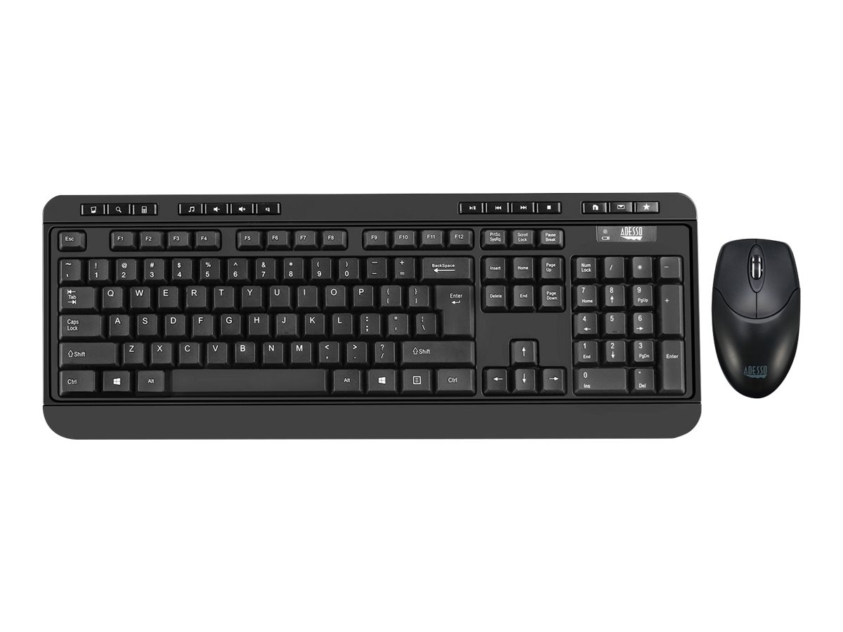 Adesso WKB-1320CB Antimicrobial Wireless Desktop Keyboard and Mouse