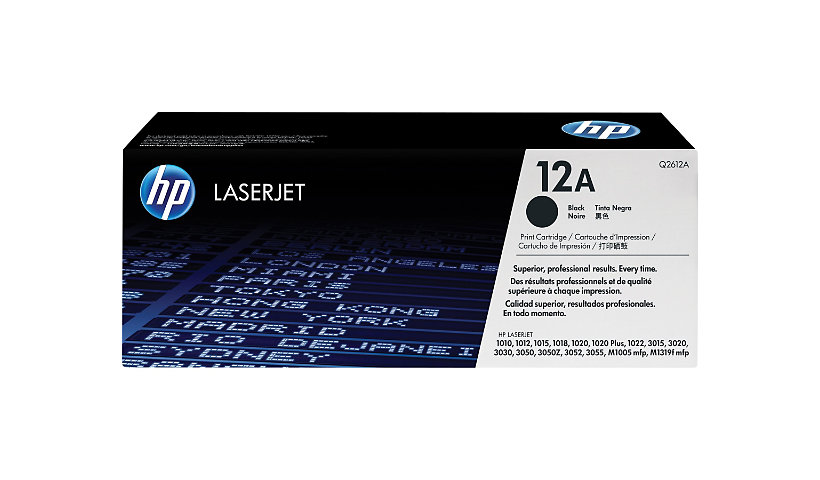 HP 12A (Q2612A) Original Standard Yield Laser Toner Cartridge - Single Pack - Black - 1 Each
