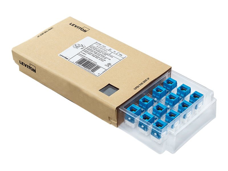 Leviton eXtreme QUICKPORT CAT6A UTP Jack - Blue - 12 Pack