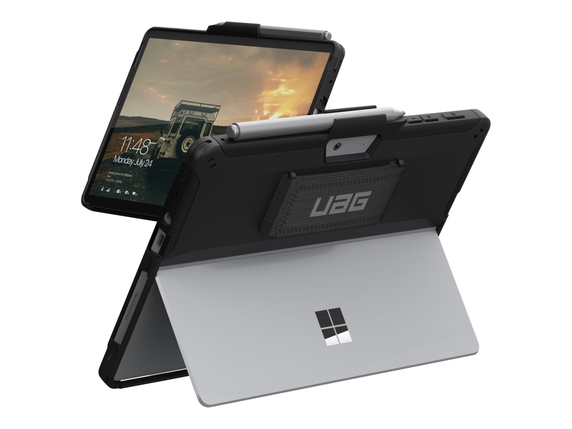 UAG Rugged Case for Microsoft Surface Go 4/3/2/1 - 10.5 inch - Scout Series with Hand strap - Black